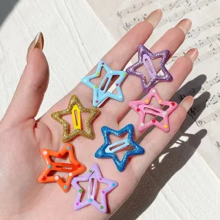 Multicolor Sparkly Star Shaped Hair Clips (12 Pcs)